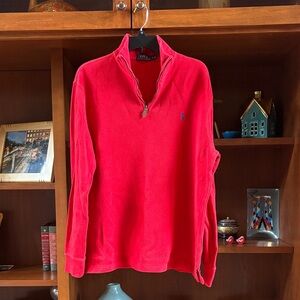 Polo Ralph Lauren Red 1/4 Zip 100% Cotton Pullover Sweater Size Mens Large